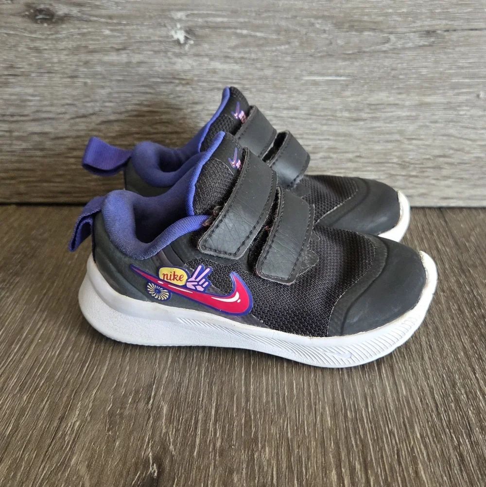 Nike Star Runner 3 SE TD 'Black Pink Rise' Baby Athletic Sneakers Sz 5C